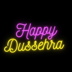 Neon effect happy dussehra festival greeting, illustration, vector design.