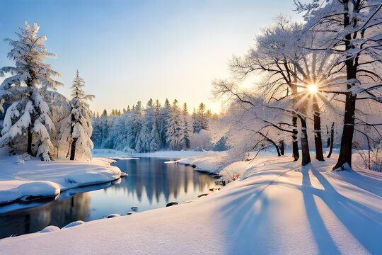 winter landscape with river