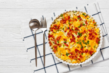 chicken bake in creamy sauce with cheese, bacon