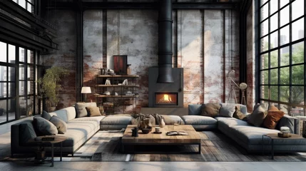 Fotobehang interior design of modern living room © PNG WORLD