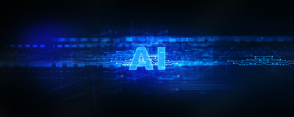 Fototapeta na wymiar 2d illustration Artificial Intelligence (AI) concept