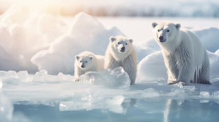 Polar bear in winter biome created with Generative Ai