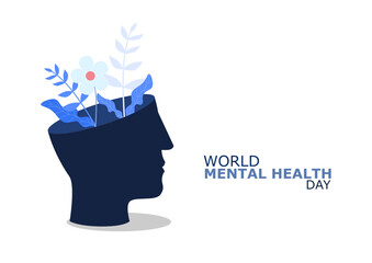 World Mental Health Day Concept Vector Illustration. Human brain positive