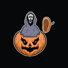 Vector Halloween Pumpkin Ghost