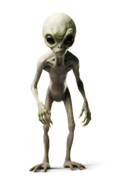 scary green alien on isolated background