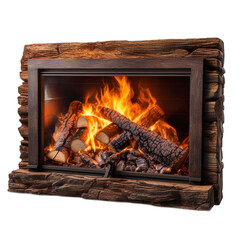 Wood Fireplace Insert isolated on transparent background