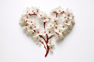 Heart-shaped flower blooming on a white background, symbolizing love, gratitude, and happiness. Generative AI