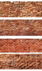 Photo sur Plexiglas Mur de briques Set of red brick walls and fences, isolated on a transparent background. PNG, cutout, or clipping path.