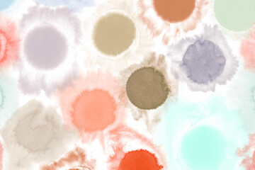 Watercolor, ink or paint round or circles paint splash background for banner ads or presentation. Hand draw abstract art painting for print, card, invitation, package, website header or design. 