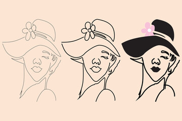 Set of stylish young women with flat design and vector illustration.