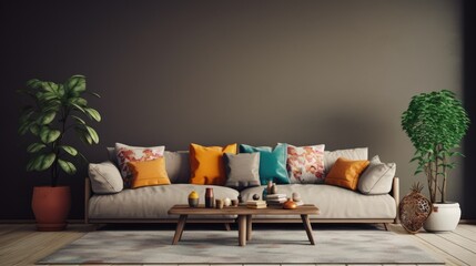 Scandinavian style interior design, modern living room