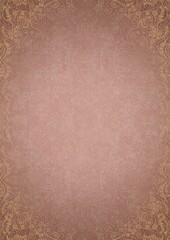 Hand-drawn unique abstract ornament. Light semi transparent pale pink on a pale pink background, with vignette of same pattern in golden glitter on a darker background color. A4. (pattern: p06d)