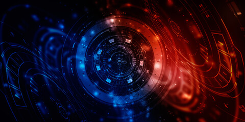 2d illustration Abstract futuristic electronic circuit technology background