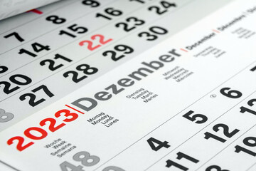 Deutscher Kalender Monat Dezember 2023