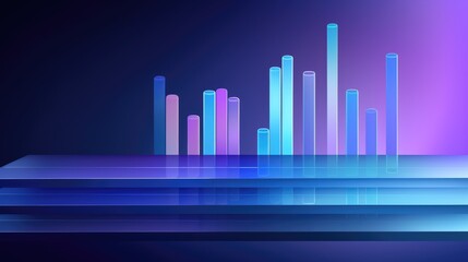Fototapeta premium Display of quotes pricing graph visualization. Financial statistic analysis on dark background with growing financial charts. Stock analyzing. Price chart bars.