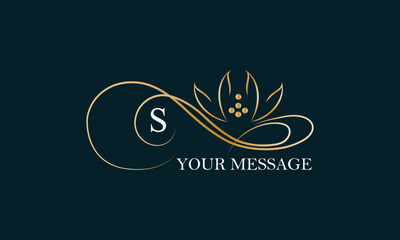 Exquisite monogram design template for one or two letters such as S. Business sign, identity monogram for restaurant, boutique, hotel, heraldry, jewelry.
