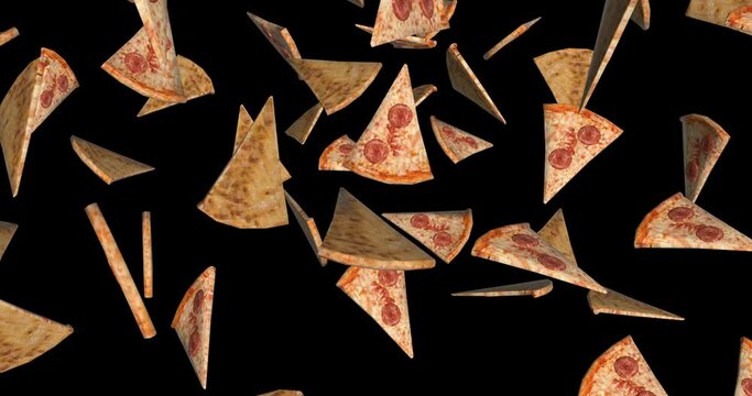 Pizza Slices falling slow motion