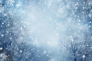 Frosted Blue With Shimmering Snowfall Designs Background