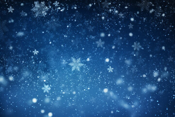 Fototapeta na wymiar Frosty White Snowfall Patterns On A Midnight Blue Gradient Background