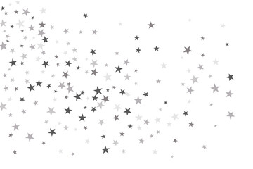 Star confetti. Silver casual confetti background. Bright design pattern.