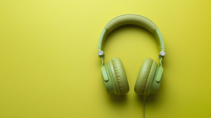 modern headphones green background. 