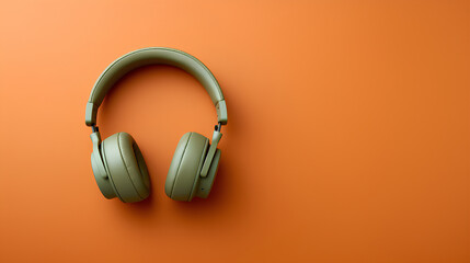 Fototapeta na wymiar headphones isolated on orange background