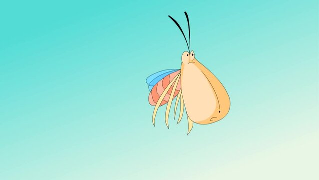 Flying insect, cartoon bug background and 2d animation, creature flying 