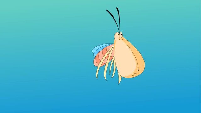Flying insect, cartoon bug background and 2d animation, creature flying 
