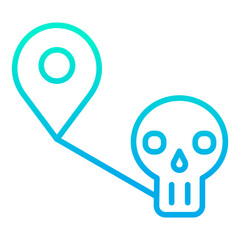 Outline gradient Skull  Map icon