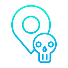 Outline gradient Skull Map icon