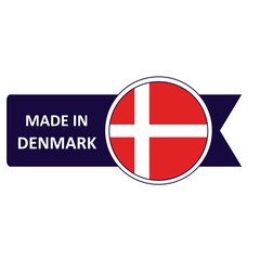 Obraz premium Made In Denmark. Flag, banner icon, design, sticker