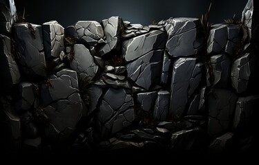 3d black stone texture background,
