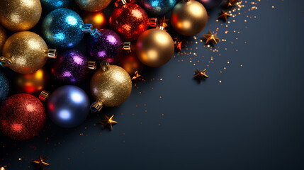 Fototapeta premium christmas background with christmas balls and golden decorations.