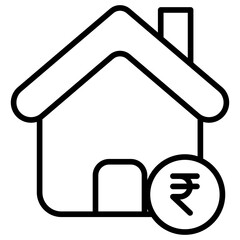 Outline House rent rupee icon