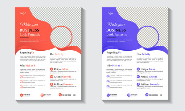Corporate creative colorful business flyer template design set, abstract business flyer, vector template design or business poster template design