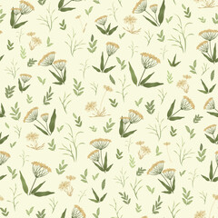 Wildflowers and grasses are a seamless pattern.
