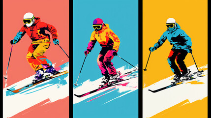 ski esporte na neve estilo pop arte 