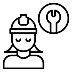 Outline Woman Engineering Tools icon