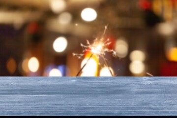 Empty Wooden table on blurred restaurant of cafe background