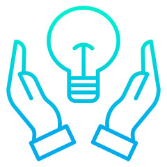 Outline gradient Hand Light bulb icon