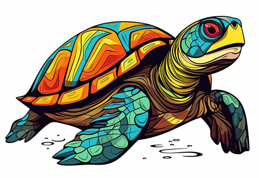 tartaruga  personagem de clipart colorido. Design de desenho animado para impressão de camiseta, ícone, logotipo, etiqueta, patch ou adesivo. ilustração vetorial