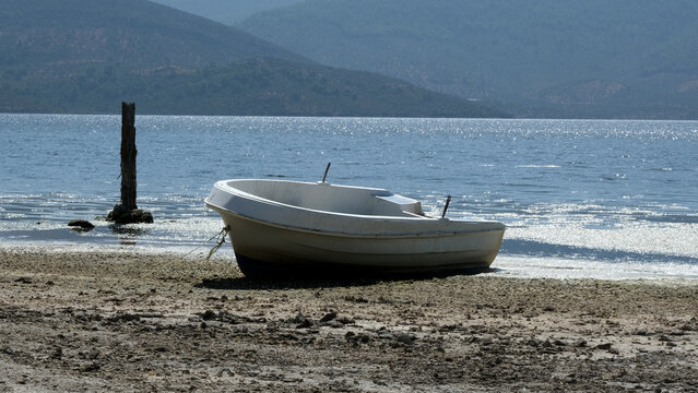 Boat on Bafa lake in Turkey