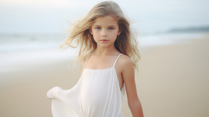 Fototapeta na wymiar Portrait of a beautiful girl on the beach