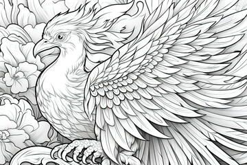 Majestic Wings of the Phoenix: Coloring Fun for Kids