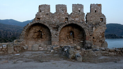 Ruins of the Ancient City of Herakleia, also known as the Ancient City of Latmos, on the shores of Lake Bafa