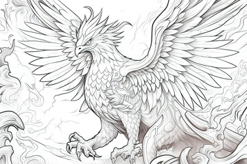 Mythical Firebird Drawing: Kids' Coloring Page