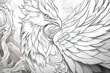 Fototapeta premium Fantasy Phoenix Illustration for Young Artists