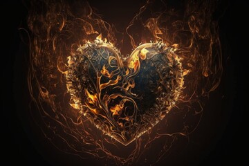 Burning heart on a black background