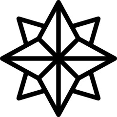 Christmas star icon on transparent background