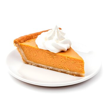 fall time pumpkin pie isolated on a white background with copy space